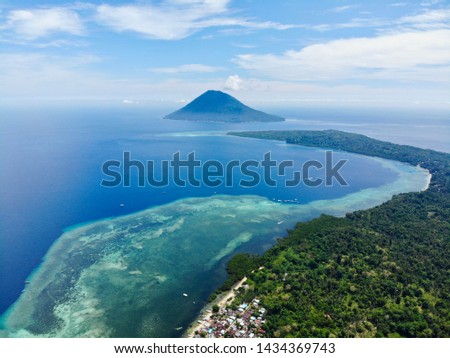 Bunaken and Manadota Island from above near Sulawesi in Indonesia