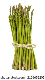 Bunch of asparagus tied with a string, isolated on a white background 