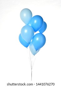 Bunch Of Big Blue Balloons Object For Birthday Party Isolated On A White Background