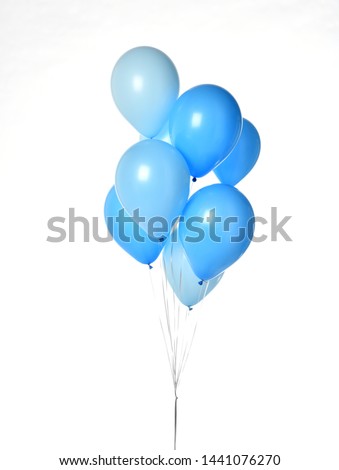 Bunch of big blue balloons object for birthday party isolated on a white background