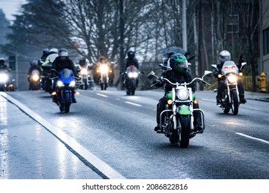 A Bunch Of Bikers At A Event In Olympia Washington Called The Toy Run Where Bikers Deliver Toys To Needy Kids. Taken On December 4 2021