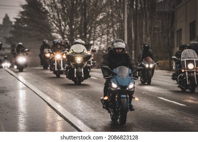 A Bunch Of Bikers At A Event In Olympia Washington Called The Toy Run Where Bikers Deliver Toys To Needy Kids. Taken On December 4 2021