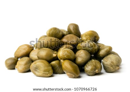 Bunch of capers on a white background isolated.