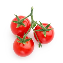 Bunch Of Cherry Tomatoes Isolated On White Background. Top View