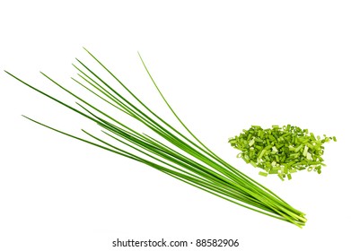 Bunch Chives  Isolated On White