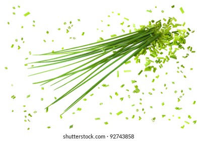 Bunch Chives  Isolated On White