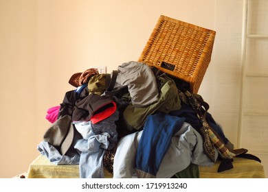 A Bunch Of Clothes, A Mess Of Things, The Concept Of Cleaning Up The House. Discard And Recycle Unnecessary Clothing.