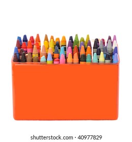 A bunch of crayons in a box