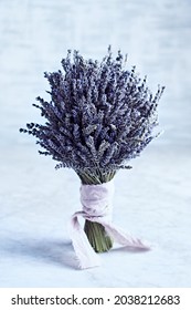 Bunch of dry Lavender on marble background