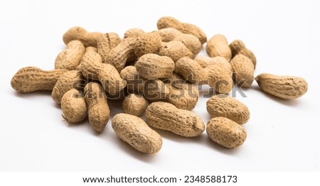 Bunch of ecological peanuts on a white