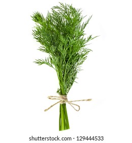 Bunch Fresh Dill Herb Isolated On White Background