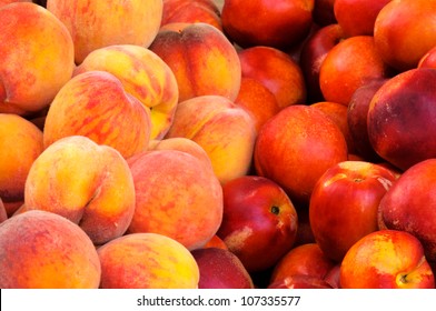 Bunch Of Fresh Peaches And Nectarines