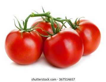 Bunch Of Fresh Red Tomatoes Isolated On White Background. Side View.