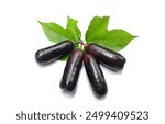 Bunch of fresh Sweet black seedless Moon Drops grape,Purple Witch Finger grapes,Sapphire Grapes or Witch Fingers grape isolated on white backdrop.black grapes. Grapes black taste sweet growing nature