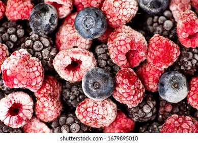 Bunch Of Frozen Berry Fruit Making A Background Pattern