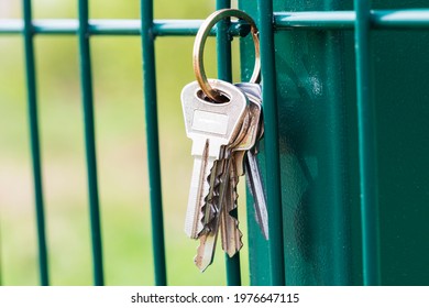 A Bunch Of Keys Hang On The Fence. Loss Of Keys. Don't Get Home. High Quality Photo