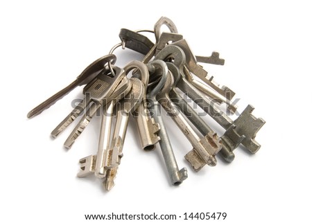 Bunch of  keys isolated over white background
