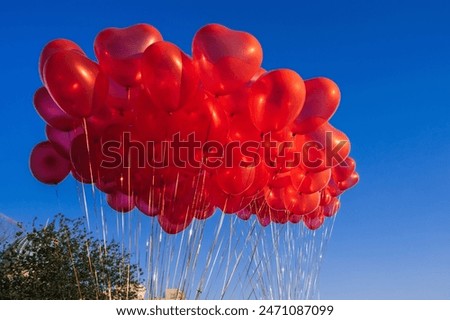 Image, Stock Photo solemn l Red balloons