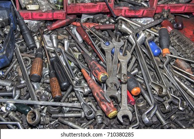 Bunch Of Messy Tools In A Garage