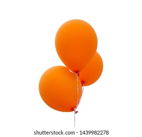 Bunch of orange balloons on a white background. Isolated