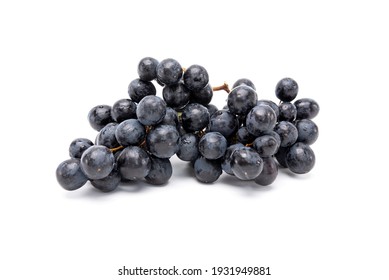 Bunch Of Organic Black Grapes Isolated On White Background