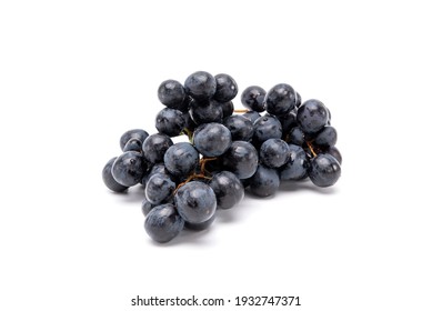 Bunch Of Organic Black Grapes Isolated On White Background