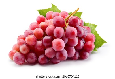 Bunch of pink grapes isolated on white. Fresh violet grape. With clipping path. Full depth of field.