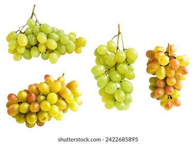 Bunch of ruby green grape isolated, no shadow with clipping path in white background, healthy fresh fruit