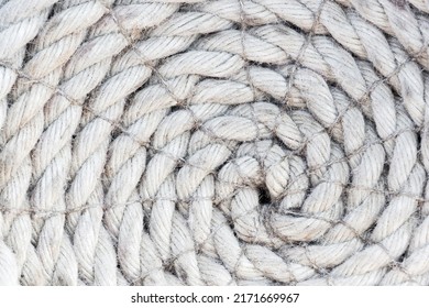 Bunch Of Ship Rope Circle, Jute Hemp Rope. Weave Threads Background