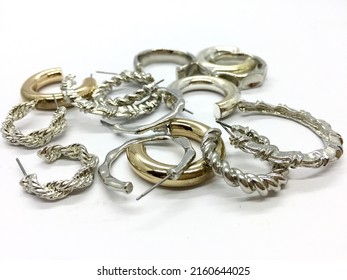 Bunch Of Silver And Gold Metallic Earrings Jewelry 