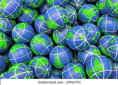 Bunch of small orb model globe Earth