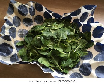 Bunch Of Spinach In A Large Beeswax Wrap