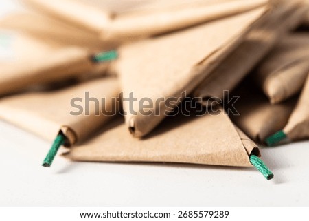 A bunch of triangle firecrackers on the table. The danger of pyrotechnics