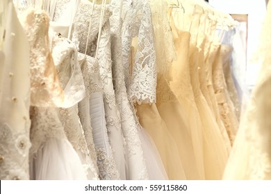 Bunch Of Wedding Dresses Horizontal