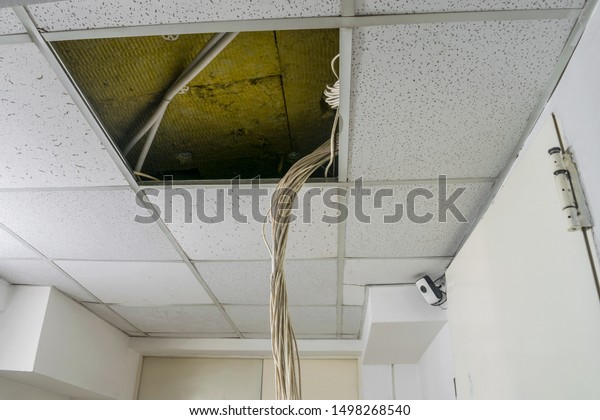 Bunch White Wires Hang Suspended Ceiling Stock Photo Edit Now