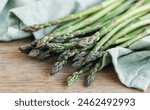 Bunches of green raw garden asparagus. 