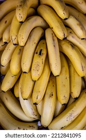 Bunches Of Ripe Banana At Outdoor Market Stall. Sao Paulo City, Brazil.