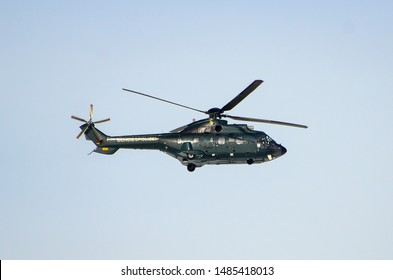 Bundespolizei Helicopter Aerospatiale AS-332L1 Super Puma, Registration D-HEGA, Manufacturer Serial Number (MSN) 2234, Is Flying Over Berlin. Berlin, Germany March 20, 2013