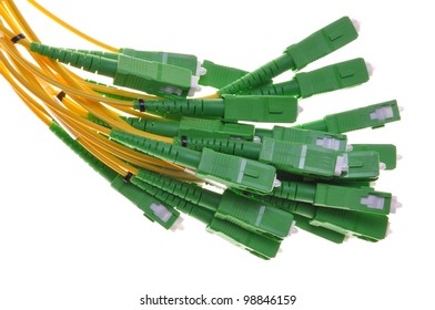 Bundle Of Fiber Optic Cable With Green Plugs SC