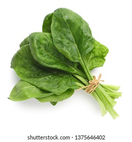 Bundle of fresh spinach isolated on white, top view - Shutterstock ID 1375646402