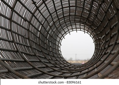 bundle of reinforced components in a construction site