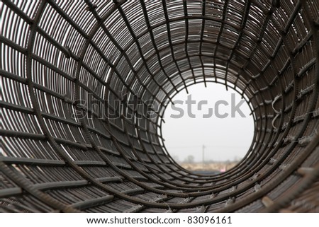 bundle of reinforced components in a construction site