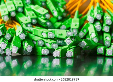 Bundle of SCAPC fiber optic patch cords used in fiber to the home networks.