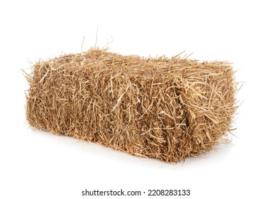 bundle of straw in front of white background