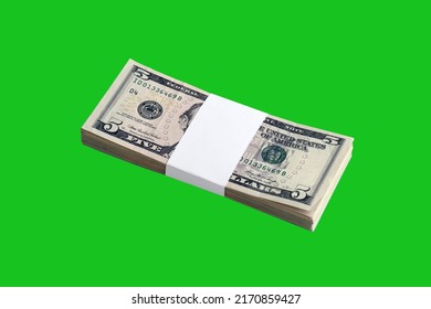 Bundle of US dollar bills isolated on chroma keyer green. Pack of american money with high resolution on perfect green mask as object for design - Shutterstock ID 2170859427