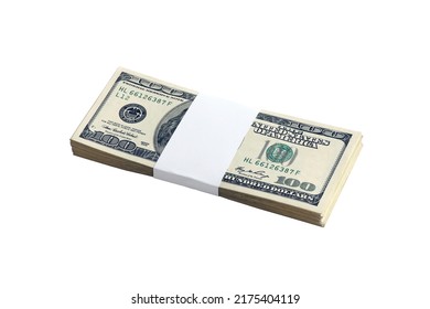 Bundle of US dollar bills isolated on white. Pack of american money with high resolution on perfect white background as object for design - Shutterstock ID 2175404119