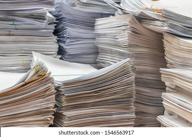 bundles bales of paper documents. stacks packs pile on the desk in the office - Shutterstock ID 1546563917