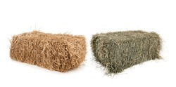 Bundles Of Straw And Hay In Front Of White Background