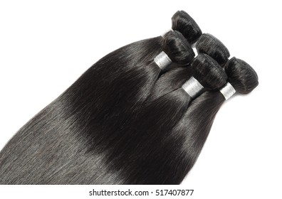 Bundles of virgin remy straight long black human hair weave extensions