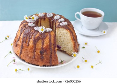  Bundt Cake With Chocolate Fudge Glaze And Chocolate Dots Circle Candy 